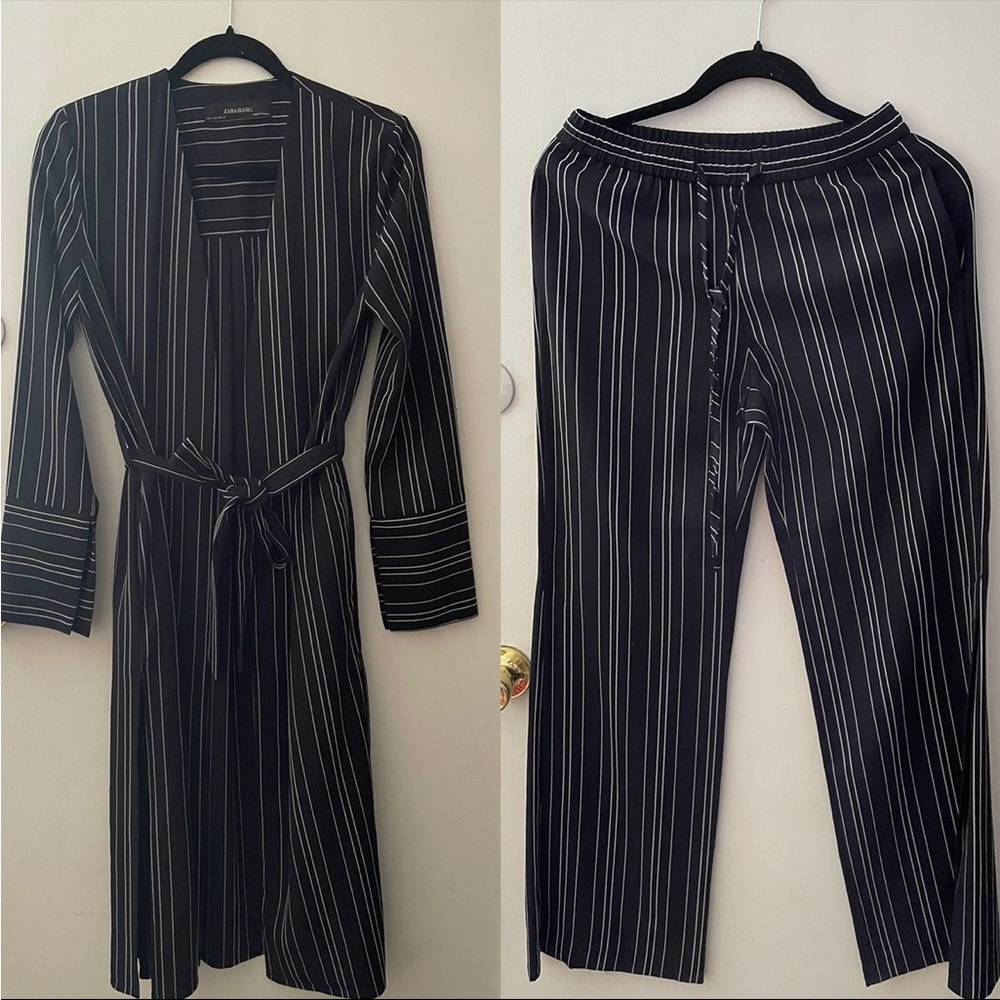 ZARA BASIC LONG BLAZER(S)& PANTS(XS) SET
